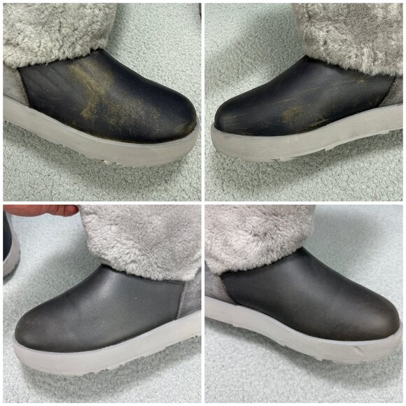 UGG Boots Womens 8 Shoes Metal Grey Reykir Waterproof Shearling Winter Booties - Picture 10 of 11